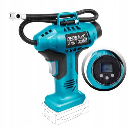 Przejdź do produktu DEDRA DED7078LCD KOMPRESOREK PISTOLETOWY Z WYŚWIETLACZEM LCD 11BAR 18V SAS+ALL