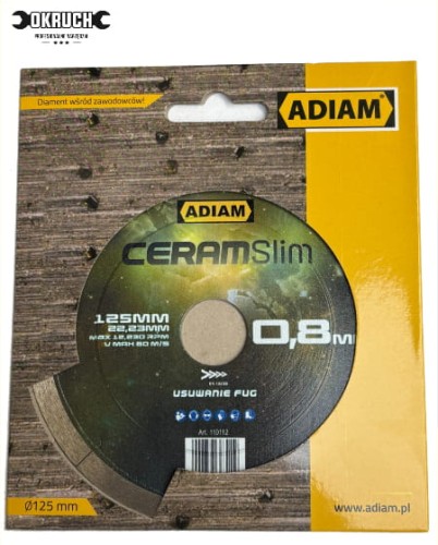 Przejdź do produktu ADIAM TARCZA DO GRESSU SUPER CIENKA 0,8mm CERAMSLIM 125mm