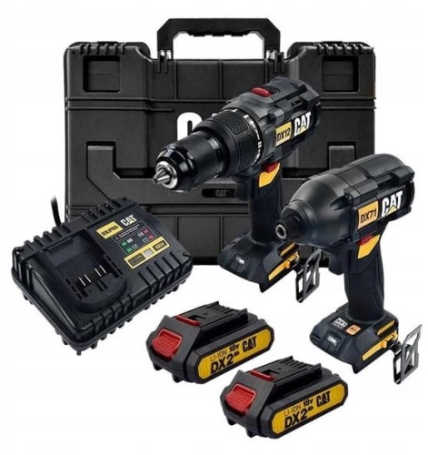 Przejdź do produktu CAT ZESTAW NARZĘDZI WKRĘTARKA DX12, ZAKRĘTARKA DX71B, 2 x AKU 2,0Ah, KUFER, ŁADOWARKA (1)