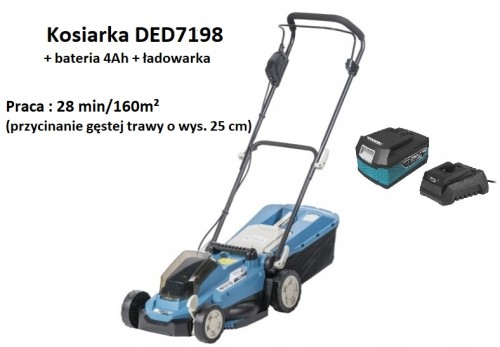 Przejdź do produktu DEDRA KOSIARKA AKUMULATOROWA DED7198 + bateria 4Ah + ładowarka BEZSZCZOTKOWA 18V SZEROKOŚĆ KOSZENIA 33CM (1)